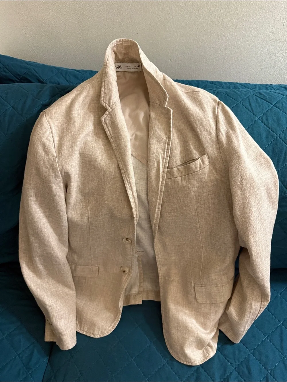 Zara Beige Linen-Blend Pantsuit Set